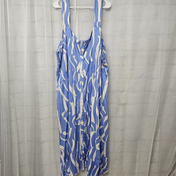 Ava & Viv Periwinkle Blue White Sleeveless Maxi Dress Festival Boho Abstract 4X - Picture 10 of 10